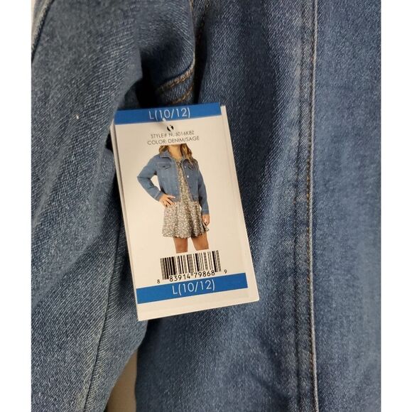 Zunie Girl Match Set Denim Jacket and Sage Flower dress Sz L 10/12 - Picture 11 of 14